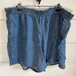 Devoted Blue Elastic Waistband Shorts